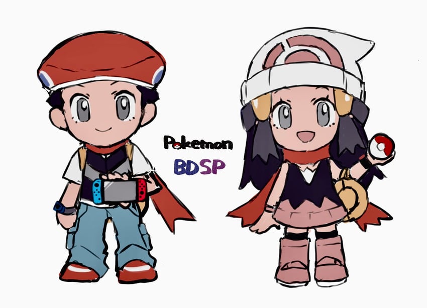 dawn and lucas (pokemon and 1 more) drawn by shichibee_(stm_mimi)