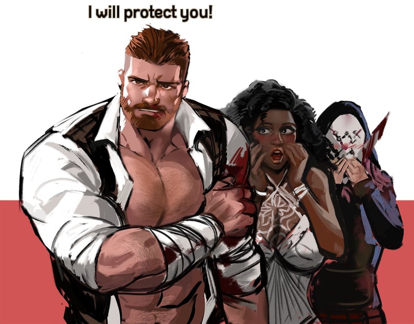 david king, the legion, susie lavoie, and claudette morel (dead by daylight) drawn by dopey_(dopq)