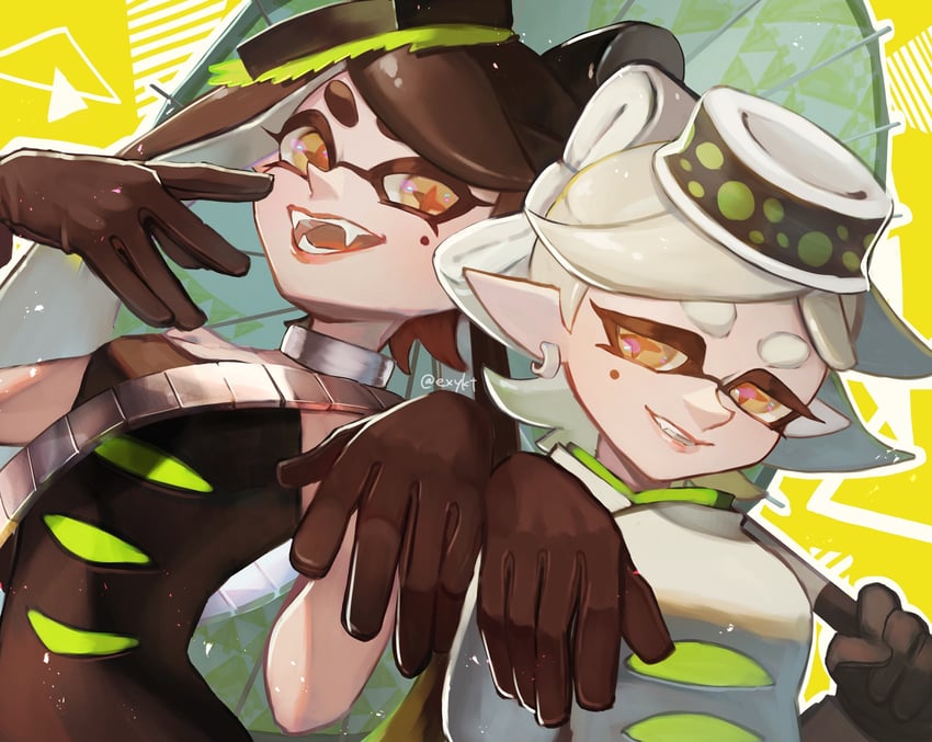 callie and marie (splatoon and 1 more) drawn by sizu