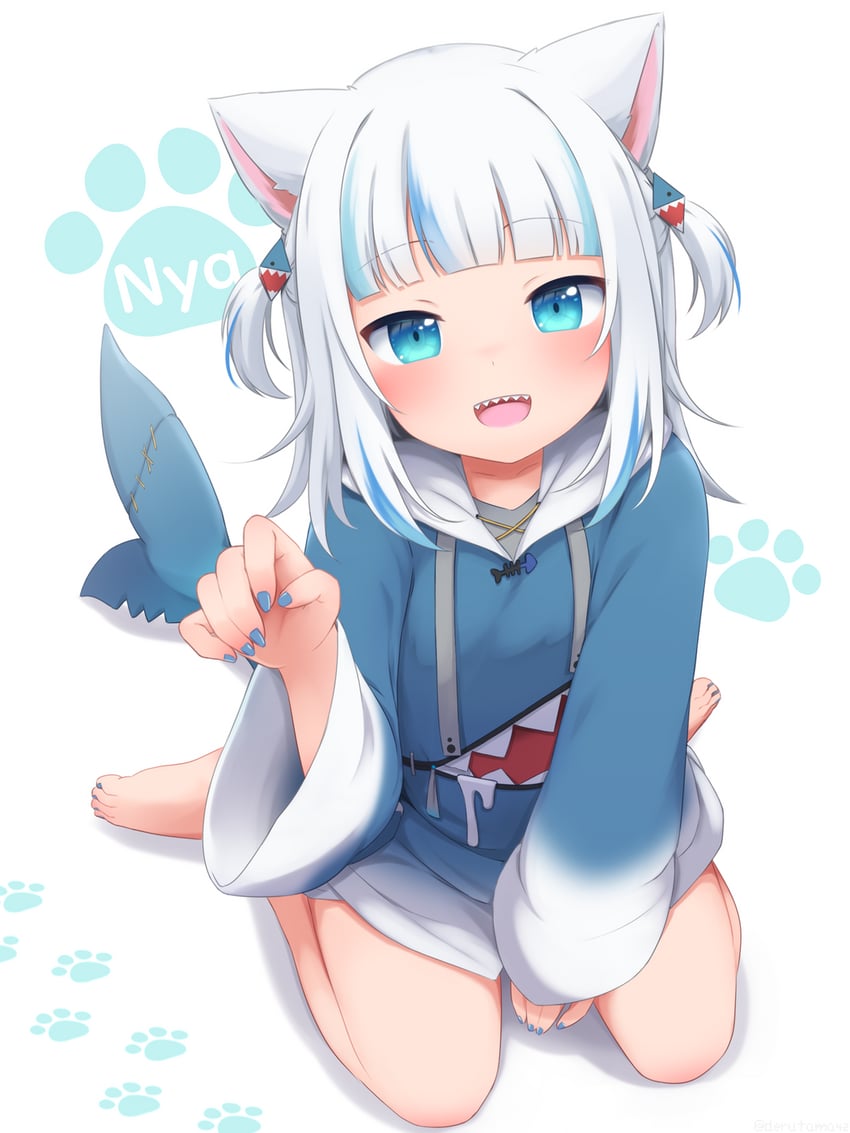 gawr gura (hololive and 1 more) drawn by hinotama_(hinotama422)