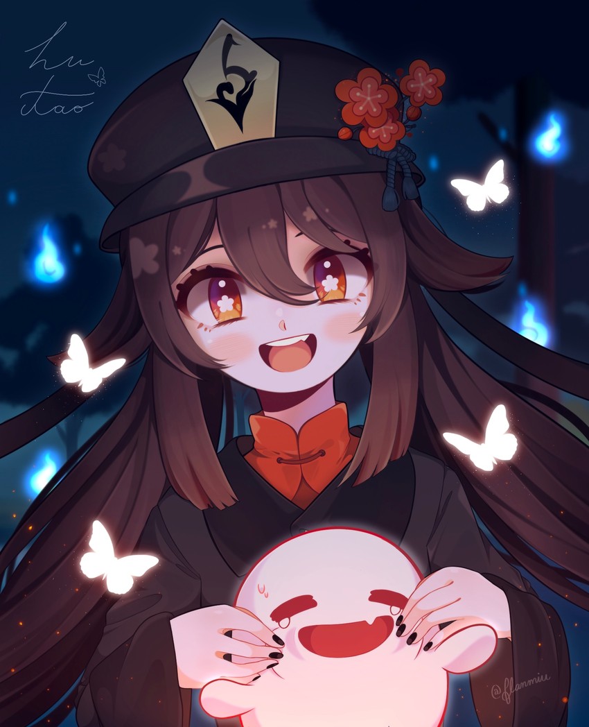 hu tao and boo tao (genshin impact) drawn by flanmiu