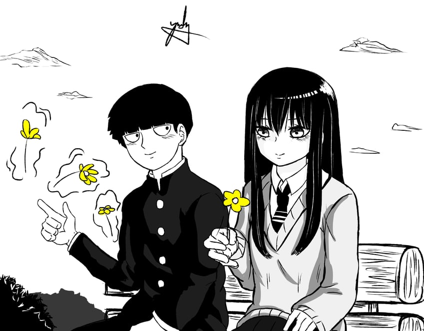 kageyama shigeo and yotsuya miko (mob psycho 100 and 1 more) drawn by yordisz_2d