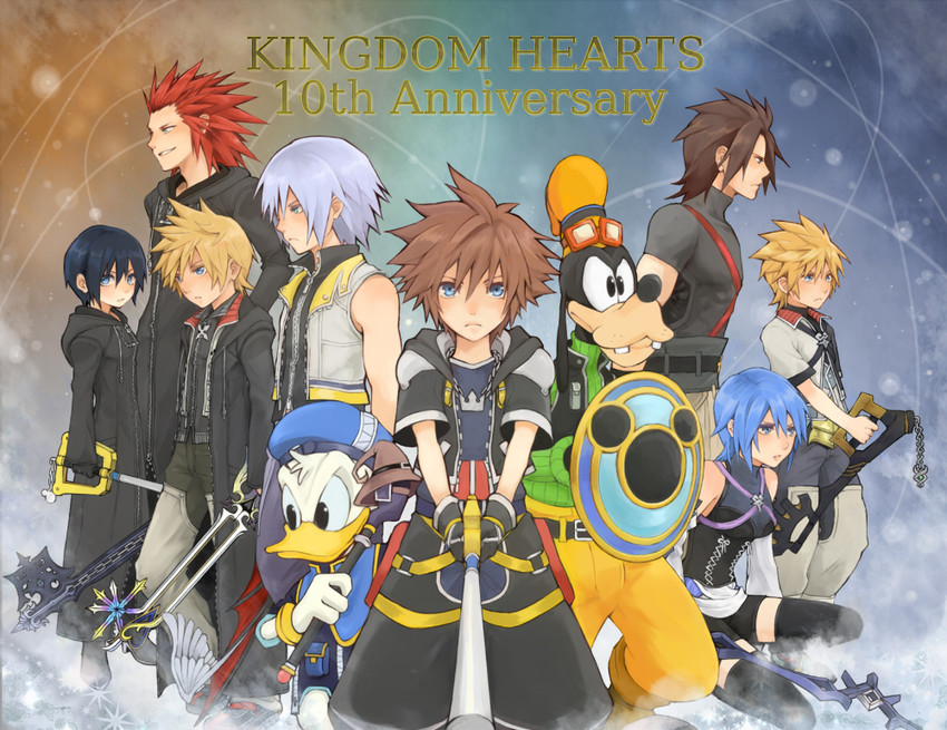 sora, roxas, riku, aqua, xion, and 5 more (kingdom hearts and 3 more) drawn by bunta01