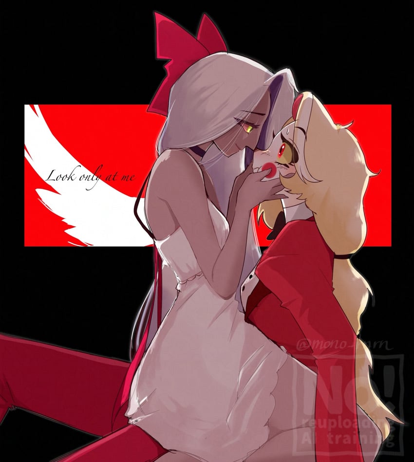 charlie morningstar and vaggie (hazbin hotel) drawn by mono_rnrn
