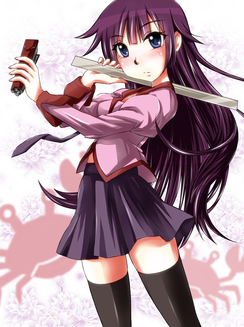 senjougahara hitagi (monogatari and 1 more) drawn by kentap
