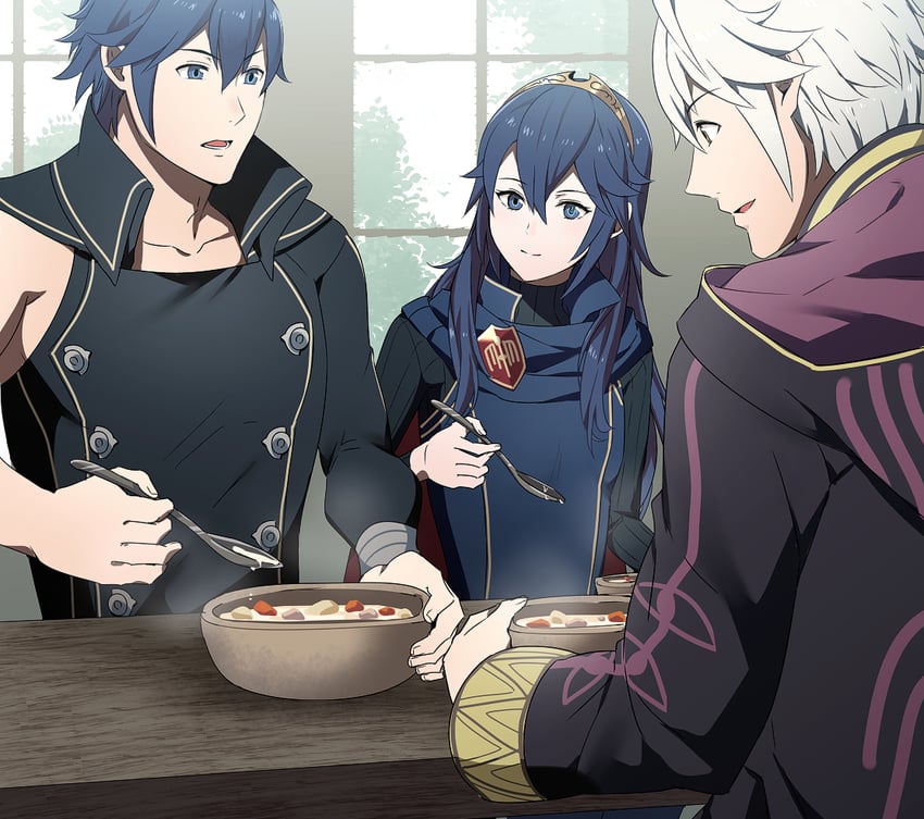 lucina, male robin, and chrom (fire emblem and 1 more) drawn by ameno_(a_meno0)
