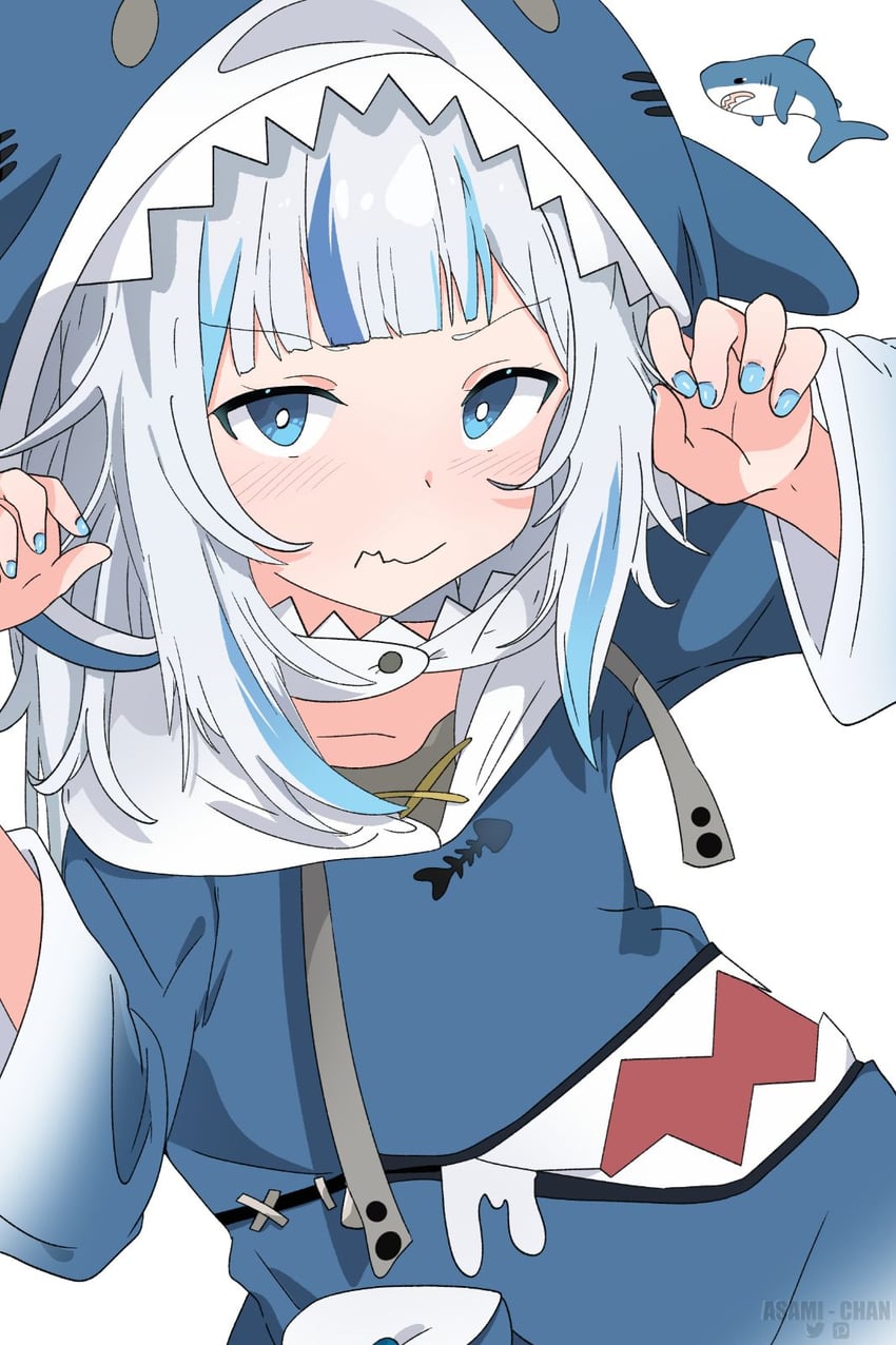 gawr gura (hololive and 1 more) drawn by asami-chan