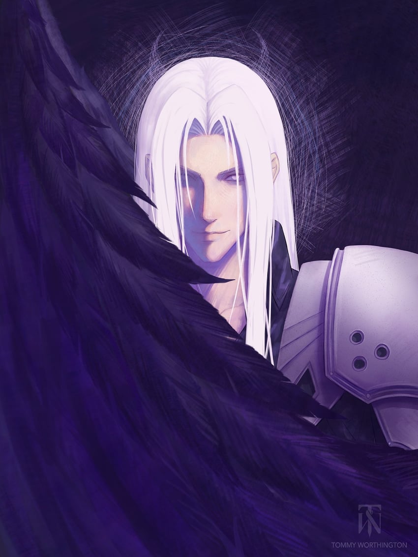 sephiroth (final fantasy and 2 more) drawn by tommy_worthington