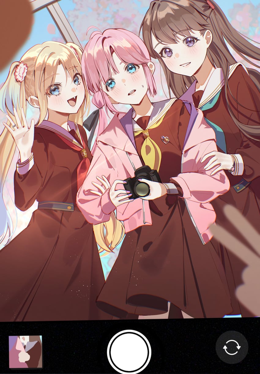 fujishima megumi, osawa rurino, and anyoji hime (love live! and 1 more) drawn by dkou