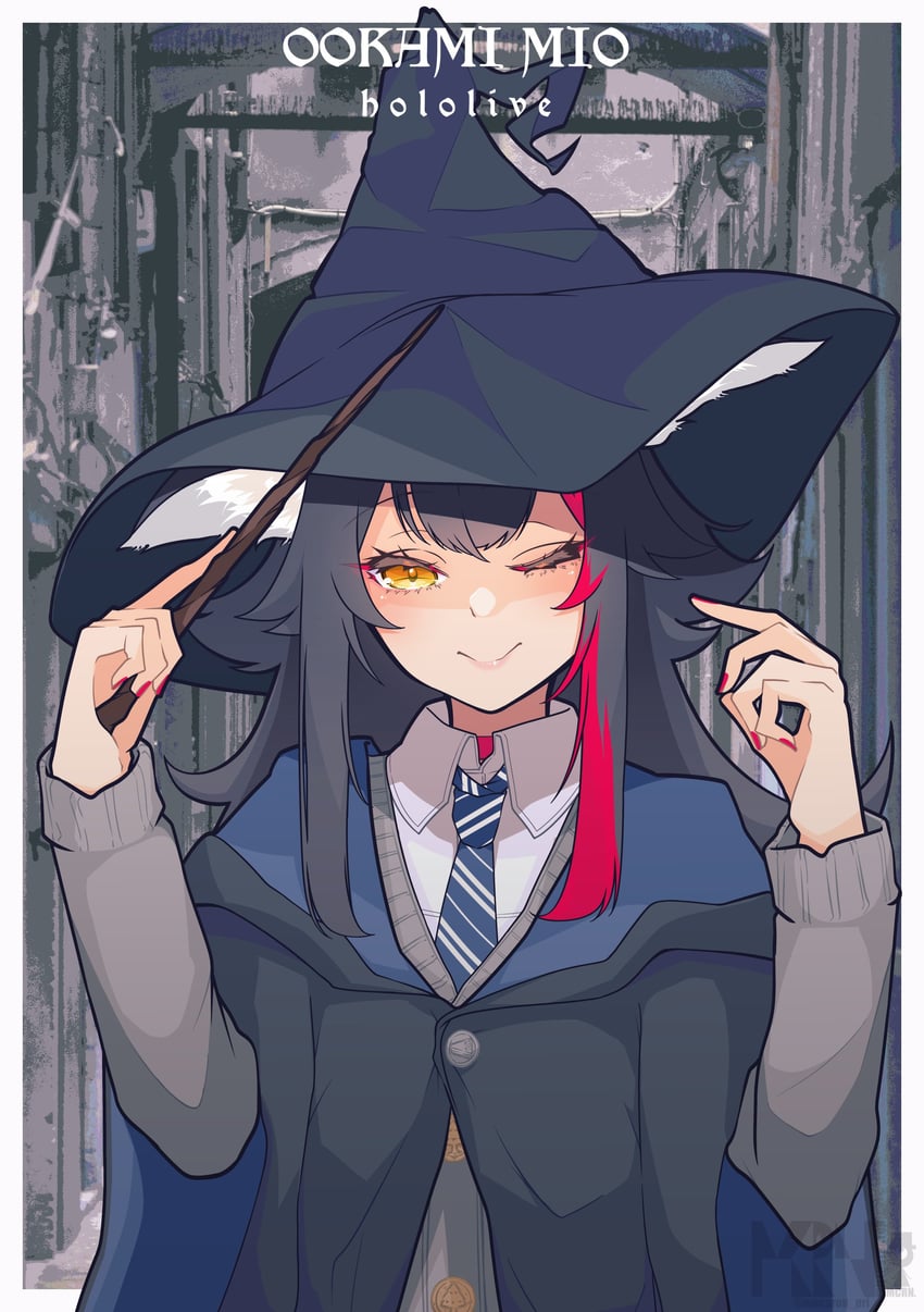 ookami mio (hololive and 2 more) drawn by macaron_pri