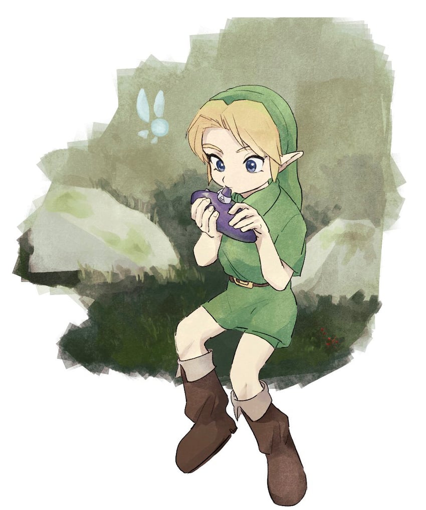 link, young link, and navi (the legend of zelda and 1 more) drawn by yamori_(yamoooon21)