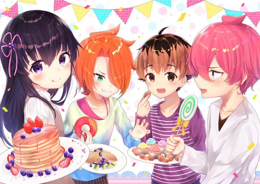 kuzuryuu yaichi, kugui machi, tsukiyomizaka ryou, and kannabe ayumu (ryuuou no oshigoto!) drawn by gyozanuko