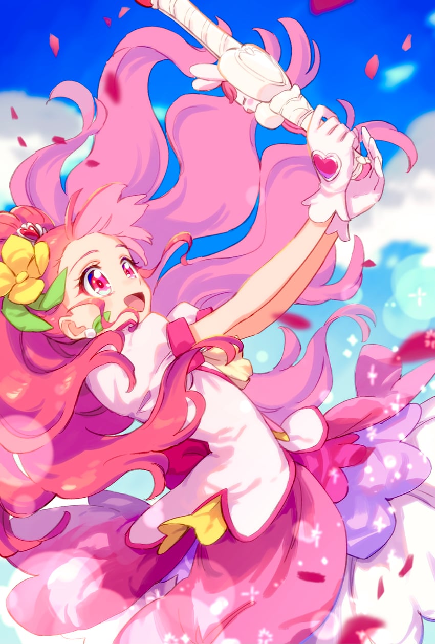 hanadera nodoka, cure grace, and rabirin (precure and 1 more) drawn by okimochi