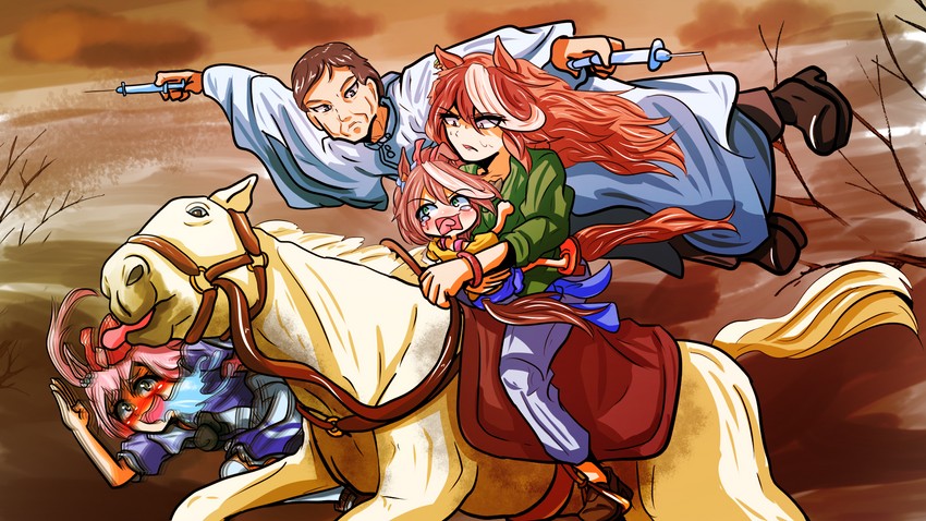 tokai teio, symboli rudolf, agnes digital, gold ship, and mejiro family doctor (umamusume and 2 more) drawn by segen_(segen311)