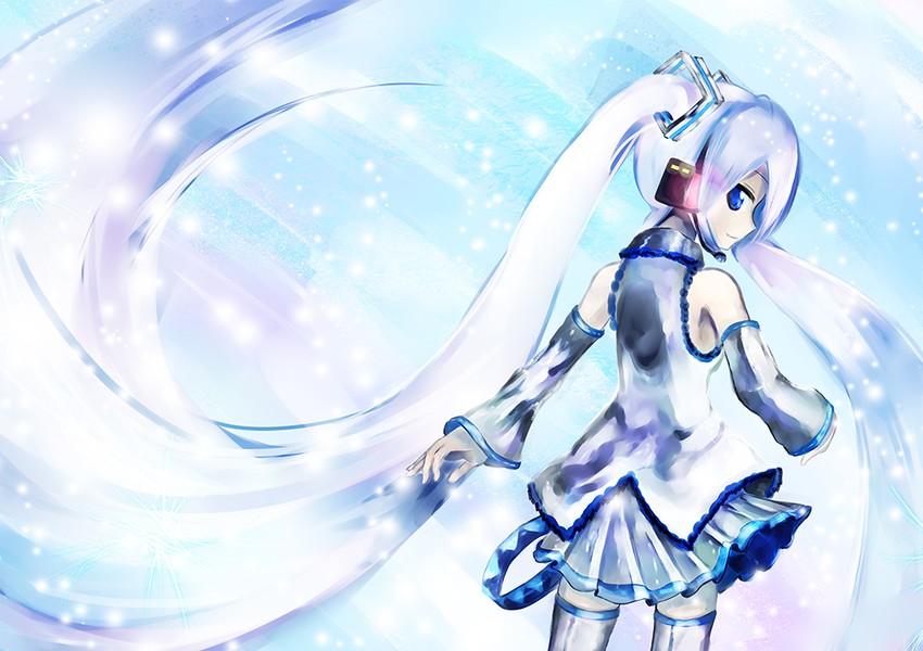 hatsune miku and yuki miku (vocaloid) drawn by shino_(lunar_crescent)