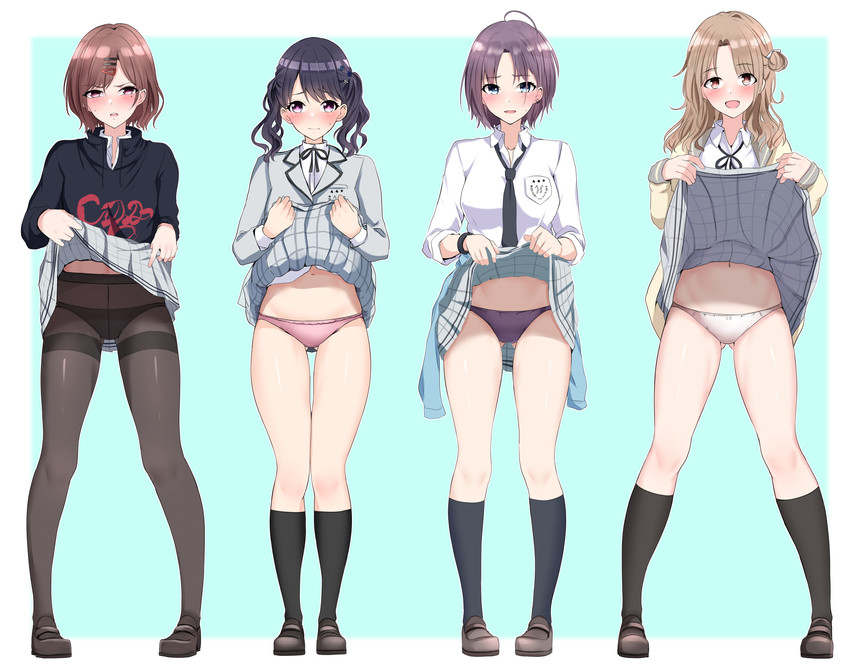 higuchi madoka, asakura toru, fukumaru koito, and ichikawa hinana (idolmaster and 1 more) drawn by baretto_(karasi07)