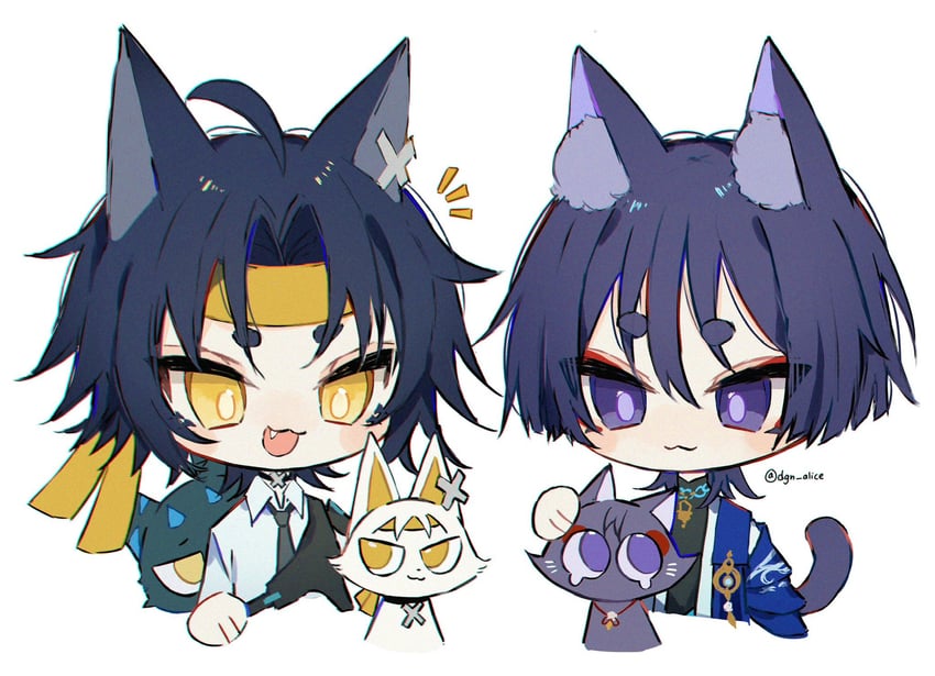 wanderer, asaba harumasa, scaramouche, and kakihara tetsuya (genshin impact and 2 more) drawn by dragonagia643