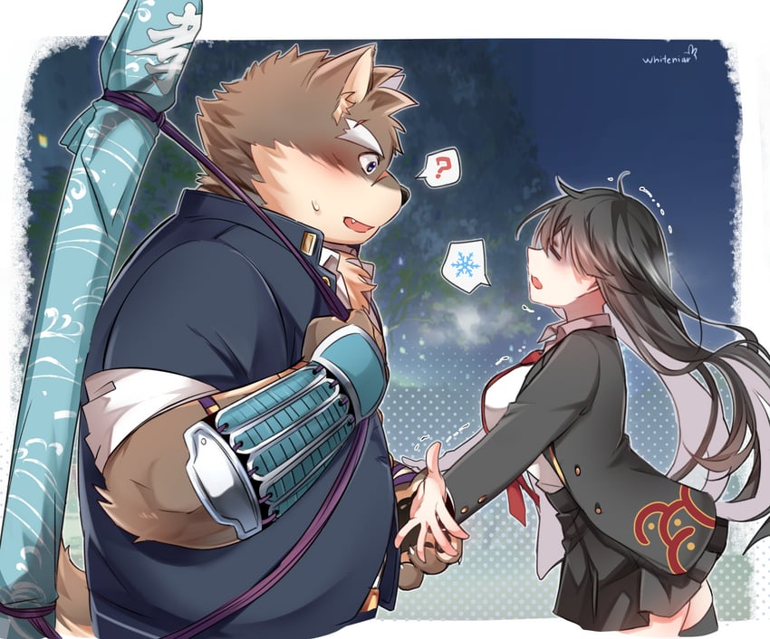protagonist 2 and moritaka (tokyo afterschool summoners) drawn by whiteniar