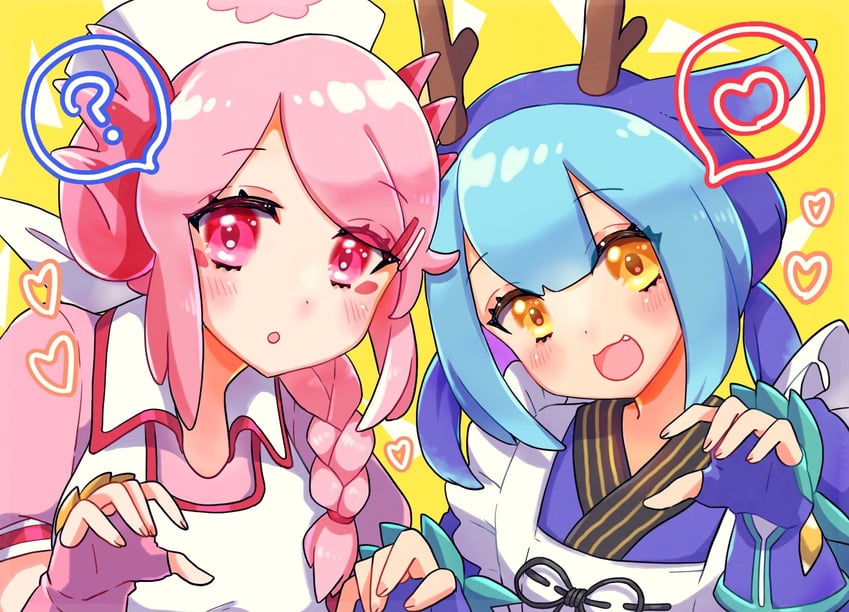 laundry dragonmaid and nurse dragonmaid (yu-gi-oh!) drawn by gohan_(horth-waribasi)