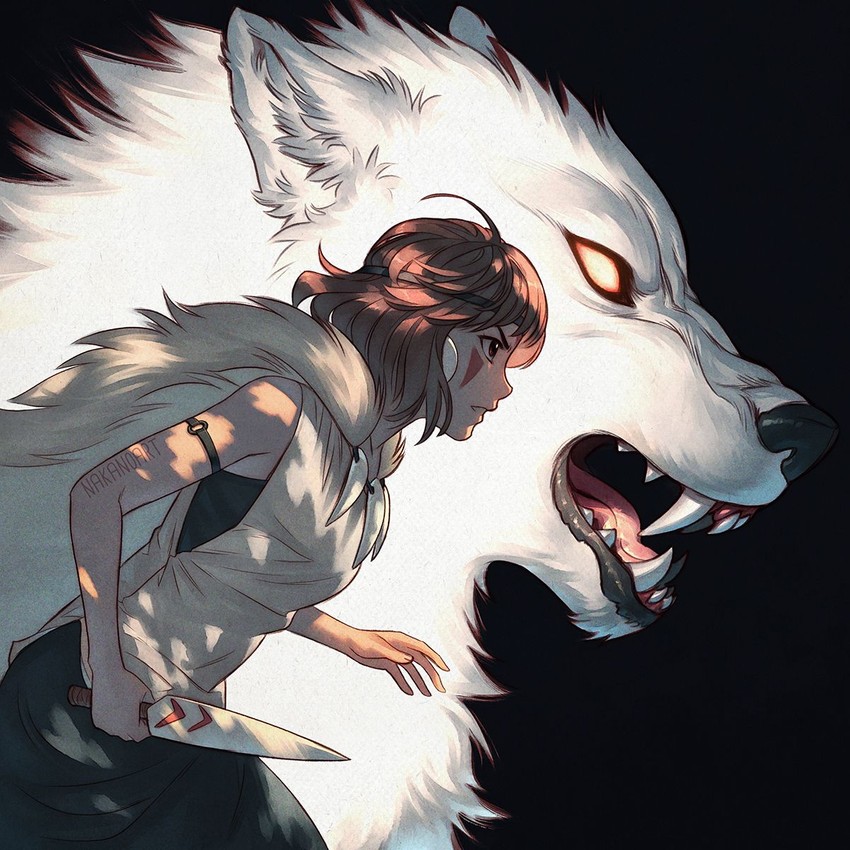 san and moro (mononoke hime) drawn by nana_nakano