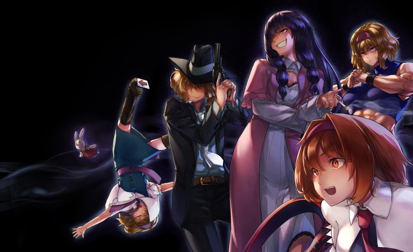 alice margatroid, patchouli knowledge, hinase, ichigo, jigen daisuke, and 3 more (touhou and 5 more) drawn by megafaiarou_(talonflame_810)