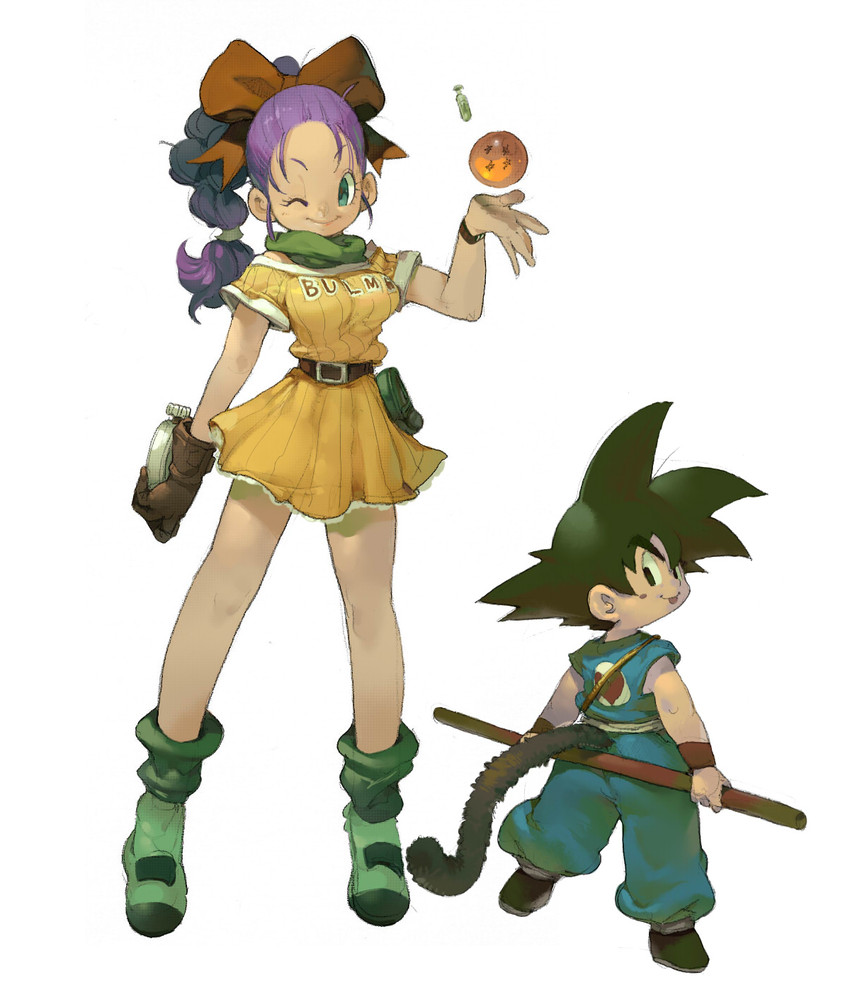 son goku and bulma (dragon ball) drawn by koki_(ryoushikiha)