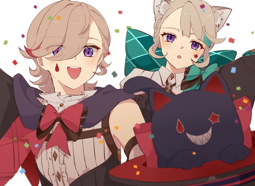 lynette, lyney, and rosseland (genshin impact) drawn by nekorin_chu