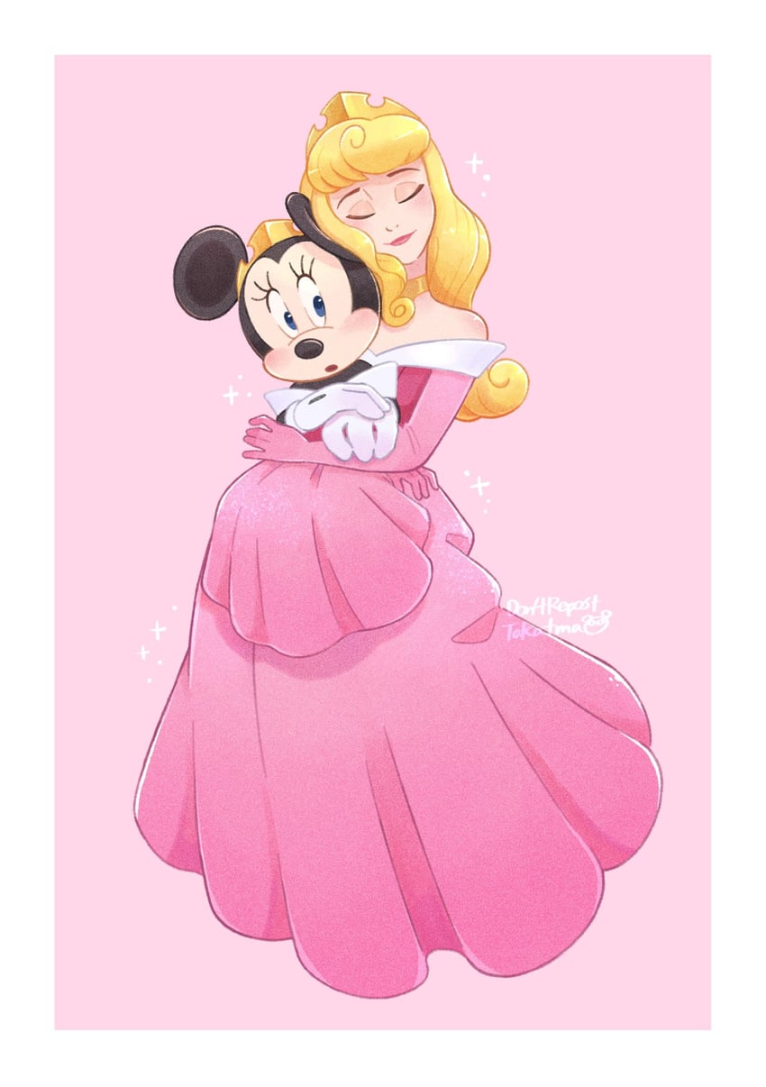 minnie mouse and aurora (mickey mouse & friends and 2 more) drawn by takatmaorange