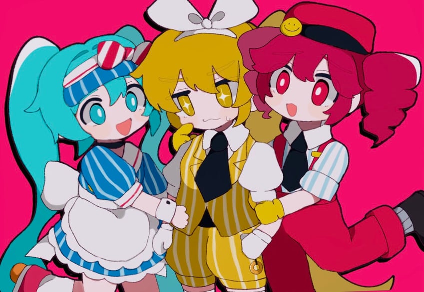 hatsune miku, kasane teto, and akita neru (vocaloid and 3 more) drawn by agyo_(ikayaki5252)
