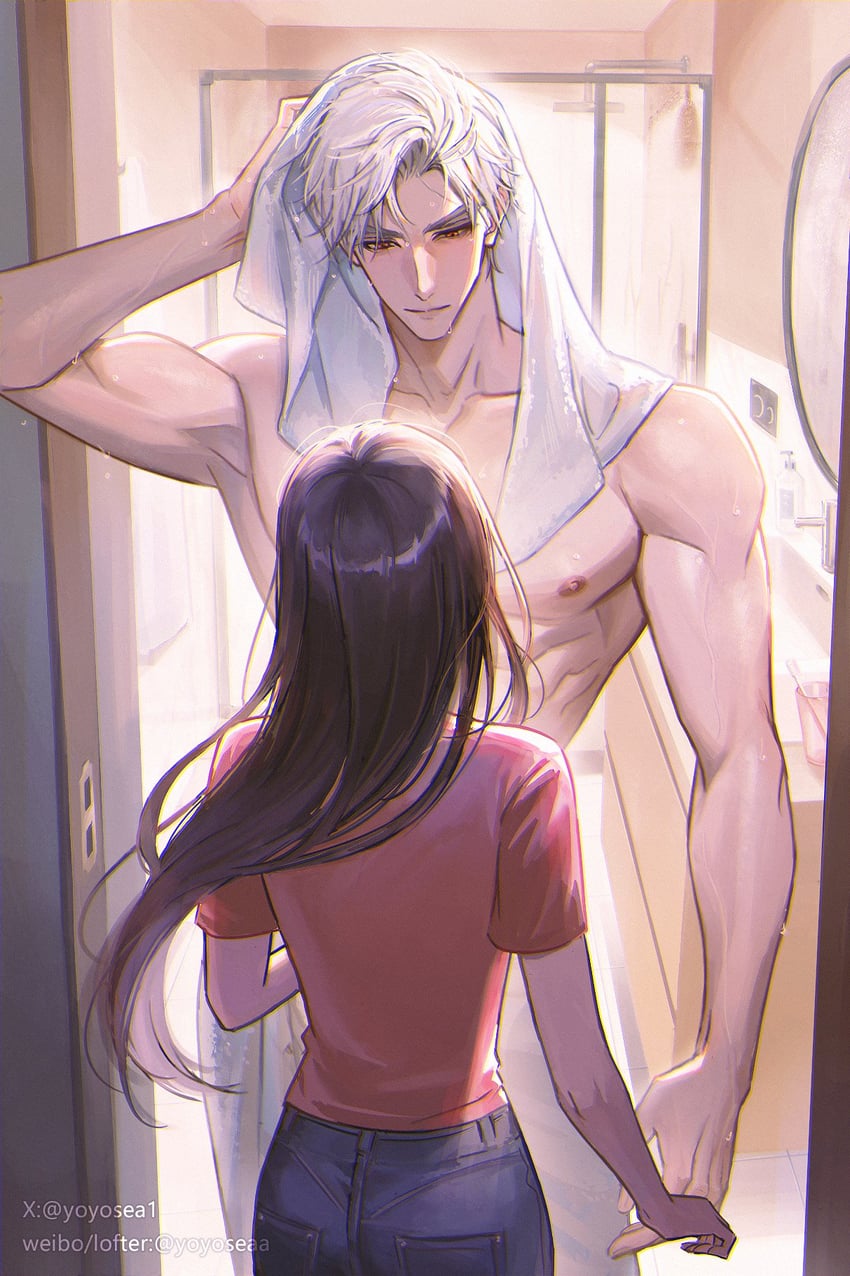 protagonist and sylus (love and deepspace) drawn by yoyosea1