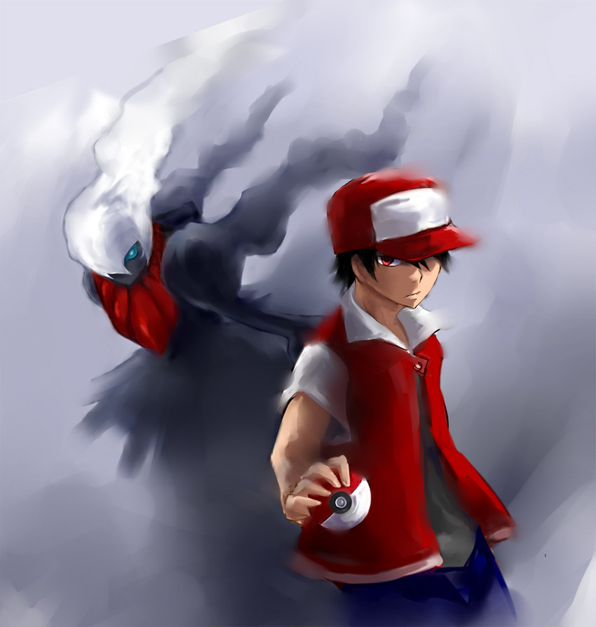 red, darkrai, and pixiv red (pokemon and 1 more) drawn by su-1
