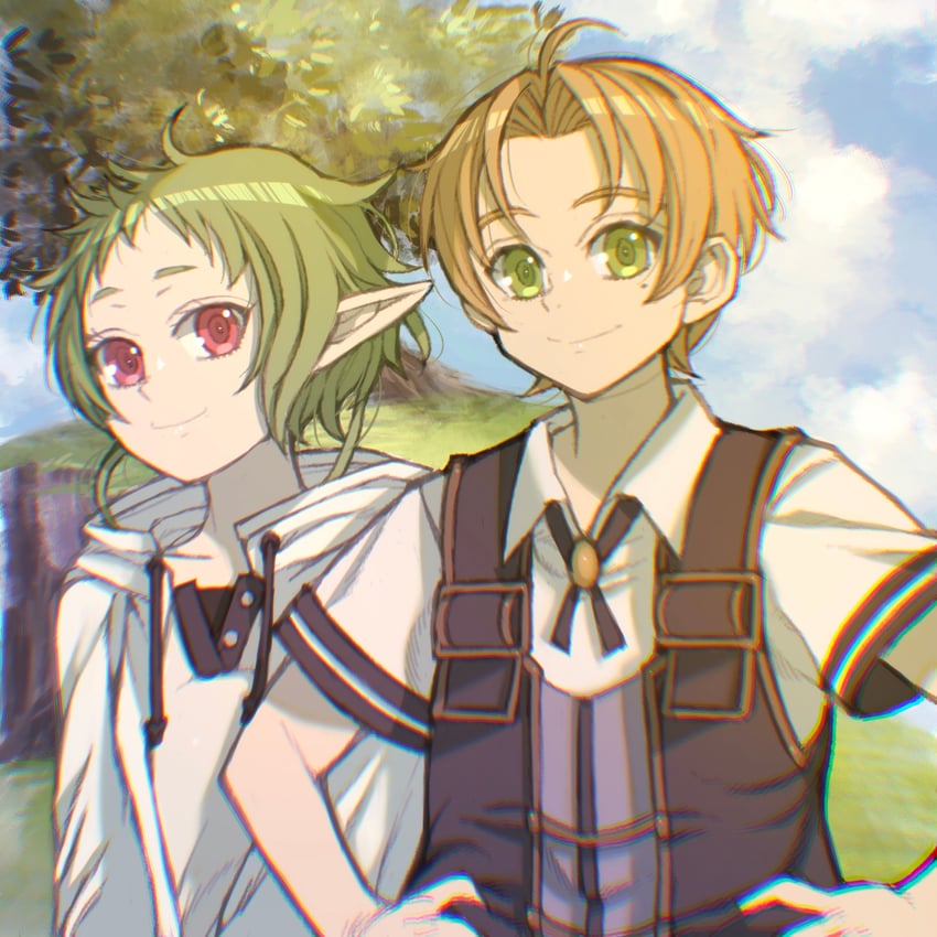 sylphiette and rudeus greyrat (mushoku tensei) drawn by kiyo_(a_sam_ko)