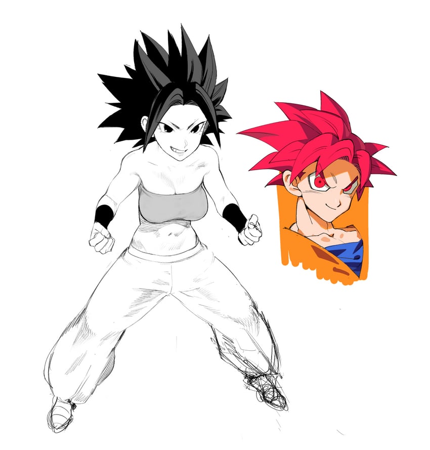 son goku and caulifla (dragon ball and 1 more) drawn by conto