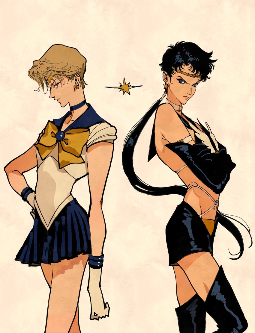 ten'ou haruka, sailor uranus, seiya kou, and sailor star fighter (bishoujo senshi sailor moon and 1 more) drawn by koyasuyasuko12