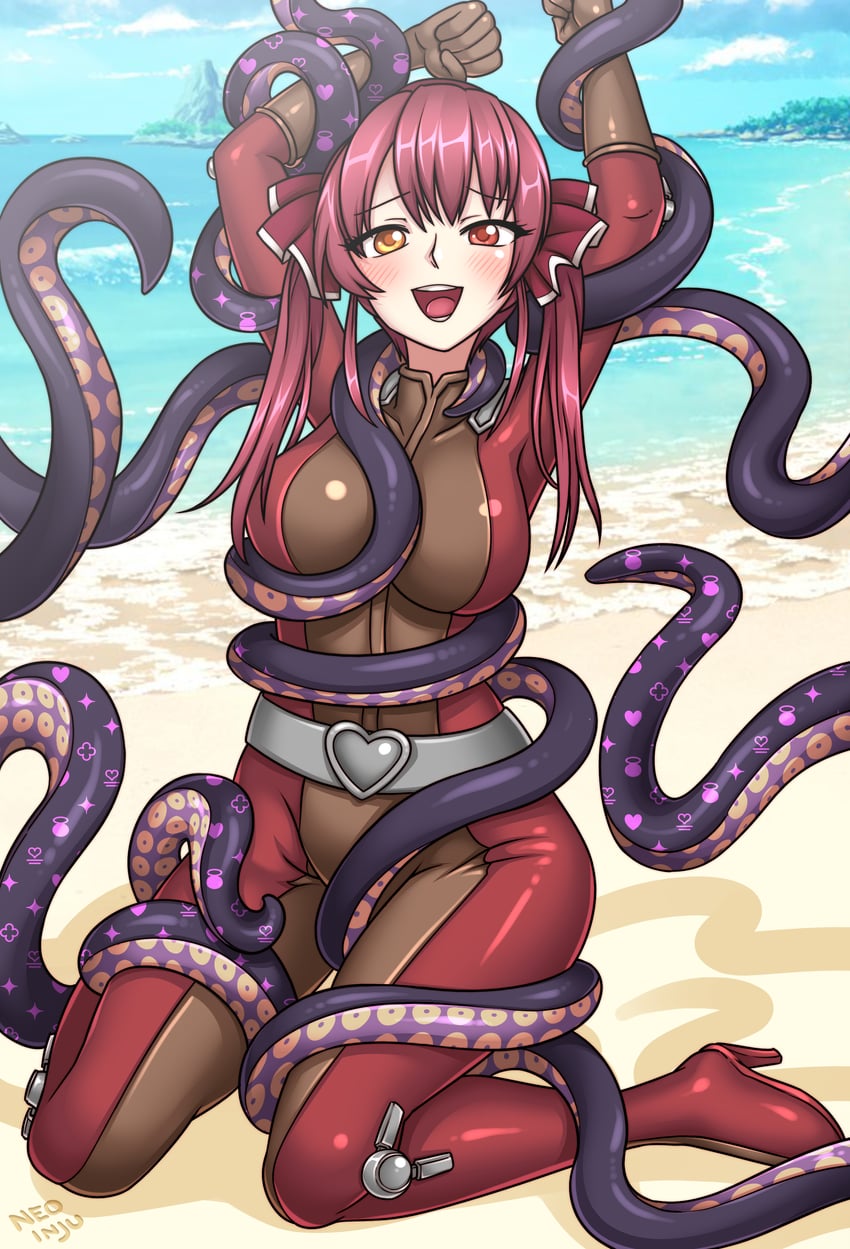 houshou marine and ninomae ina'nis (hololive and 2 more) drawn by injuotoko