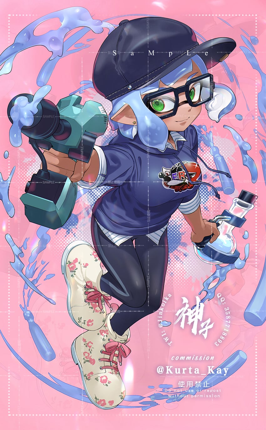 inkling player character and inkling girl (splatoon) drawn by jinkoika