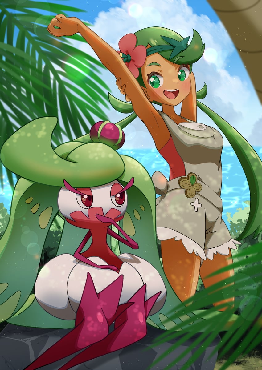 mallow and tsareena (pokemon and 1 more) drawn by refisa