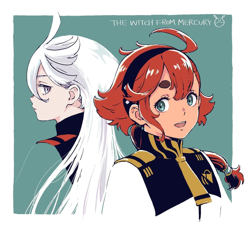 suletta mercury, miorine rembran, and haro (gundam and 1 more) drawn by kitada_kyuto