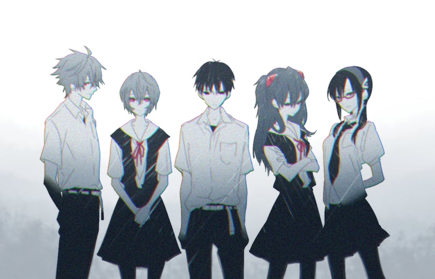 souryuu asuka langley, ayanami rei, ikari shinji, nagisa kaworu, and makinami mari illustrious (neon genesis evangelion and 2 more) drawn by hii_(hii101)