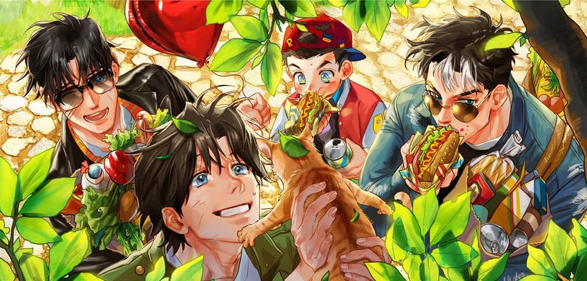dick grayson, jason todd, damian wayne, and tim drake (dc comics and 1 more) drawn by g0ringo