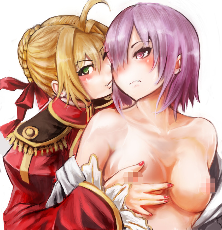 mash kyrielight and nero claudius (fate and 2 more) drawn by suterisu