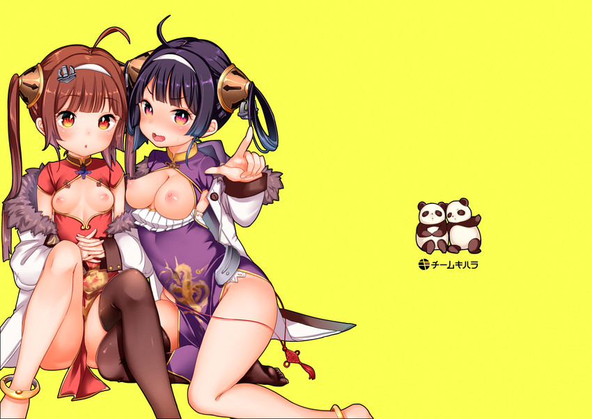 ping hai and ning hai (azur lane) drawn by mojarin_(kihara_mojarin)
