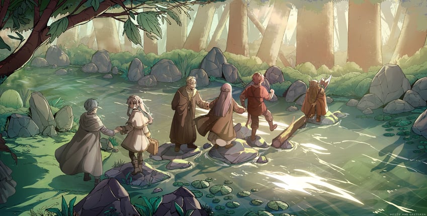 frieren, fern, stark, himmel, eisen, and 2 more (sousou no frieren) drawn by criteria and meeti_patel