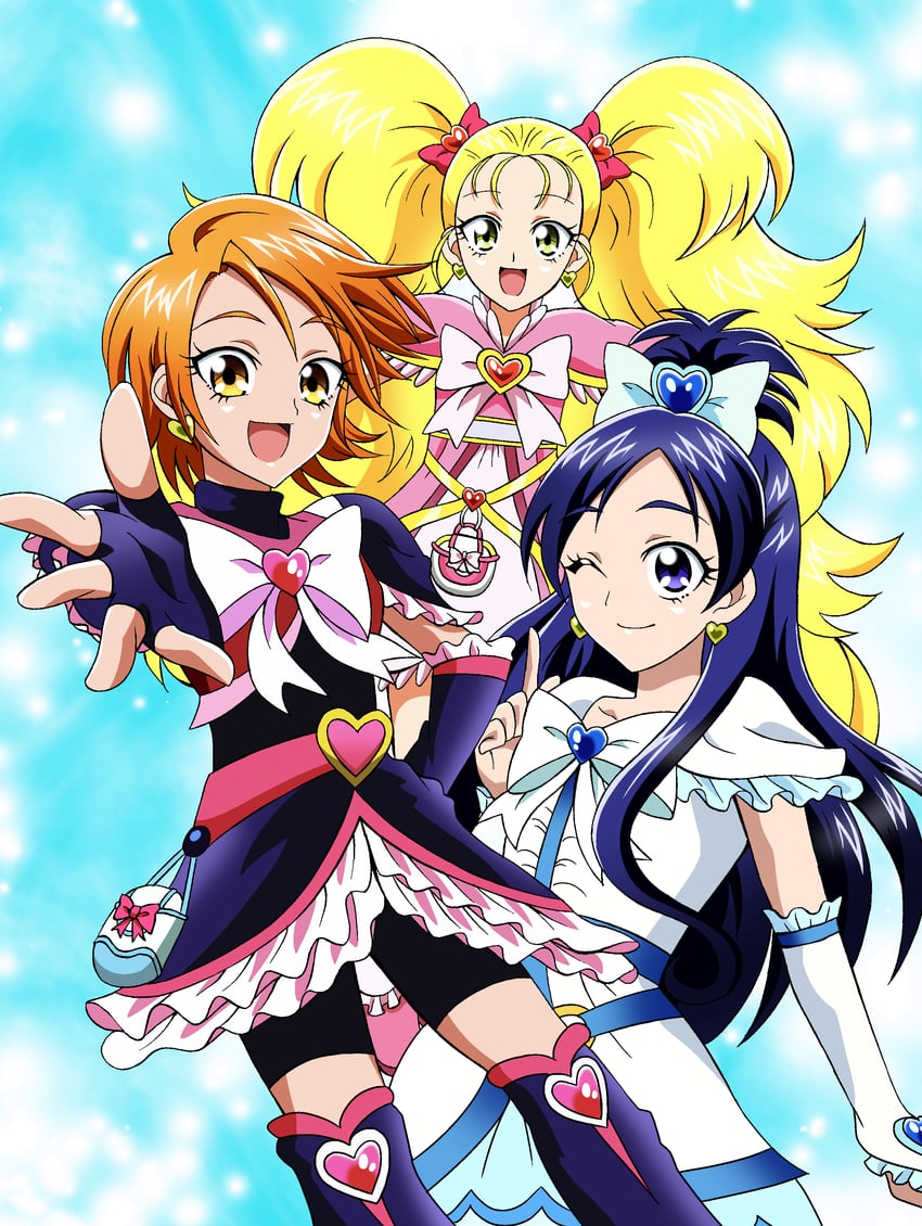 misumi nagisa, yukishiro honoka, cure black, cure white, kujou hikari, and 1 more (precure and 2 more) drawn by raina_(14758801)