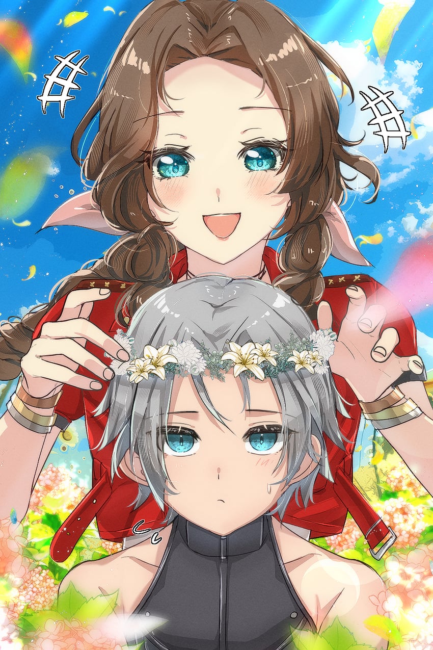 aerith gainsborough and sephiroth (final fantasy and 2 more) drawn by zer00han