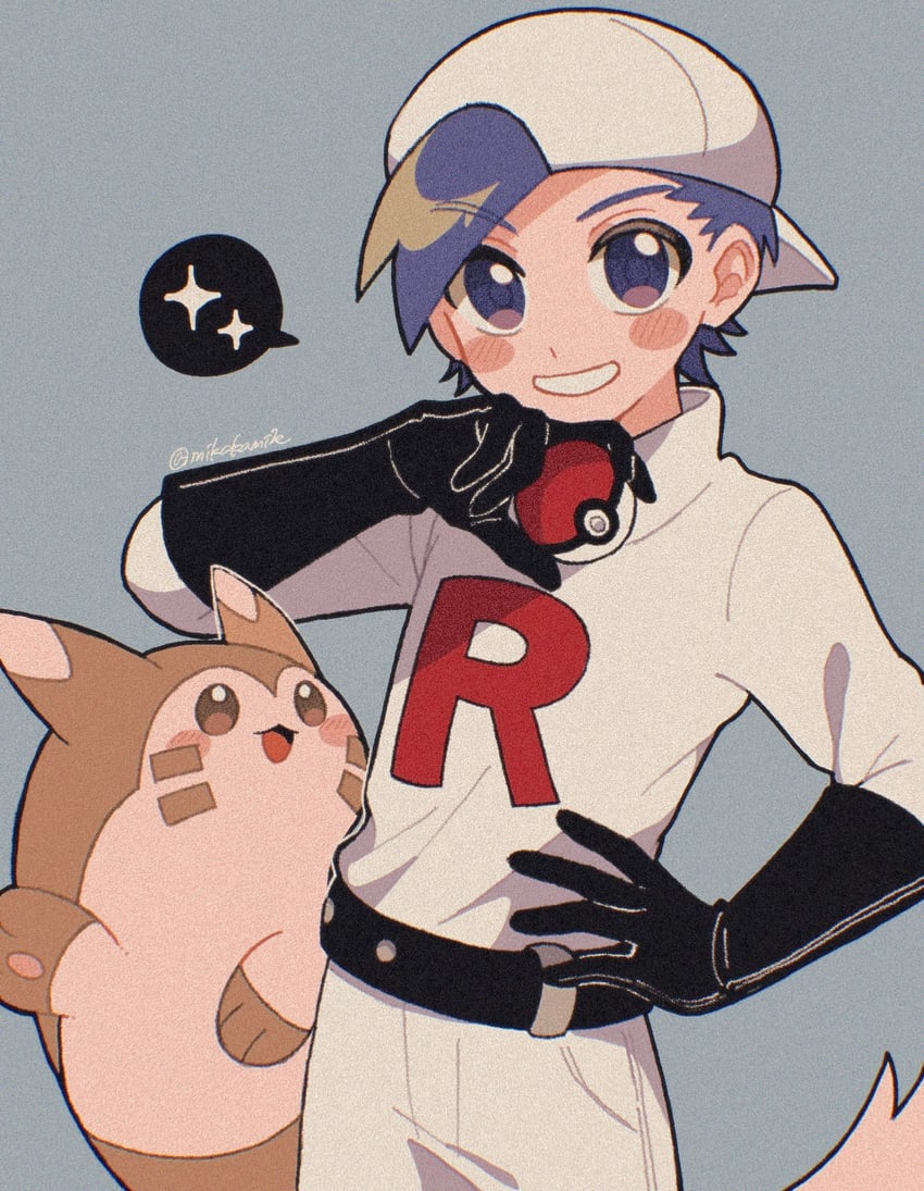 ethan, lyra, and furret (pokemon and 1 more) drawn by mikakami1e
