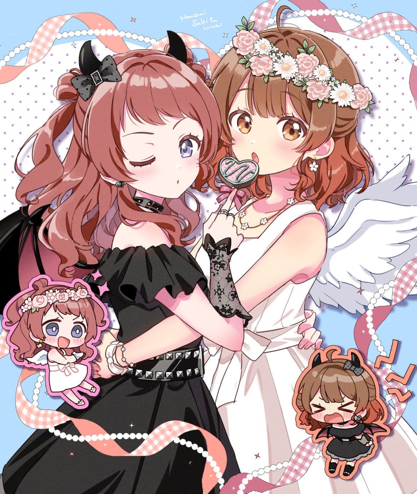 hanami ume and hanami saki (idolmaster and 1 more) drawn by izumi_kirifu