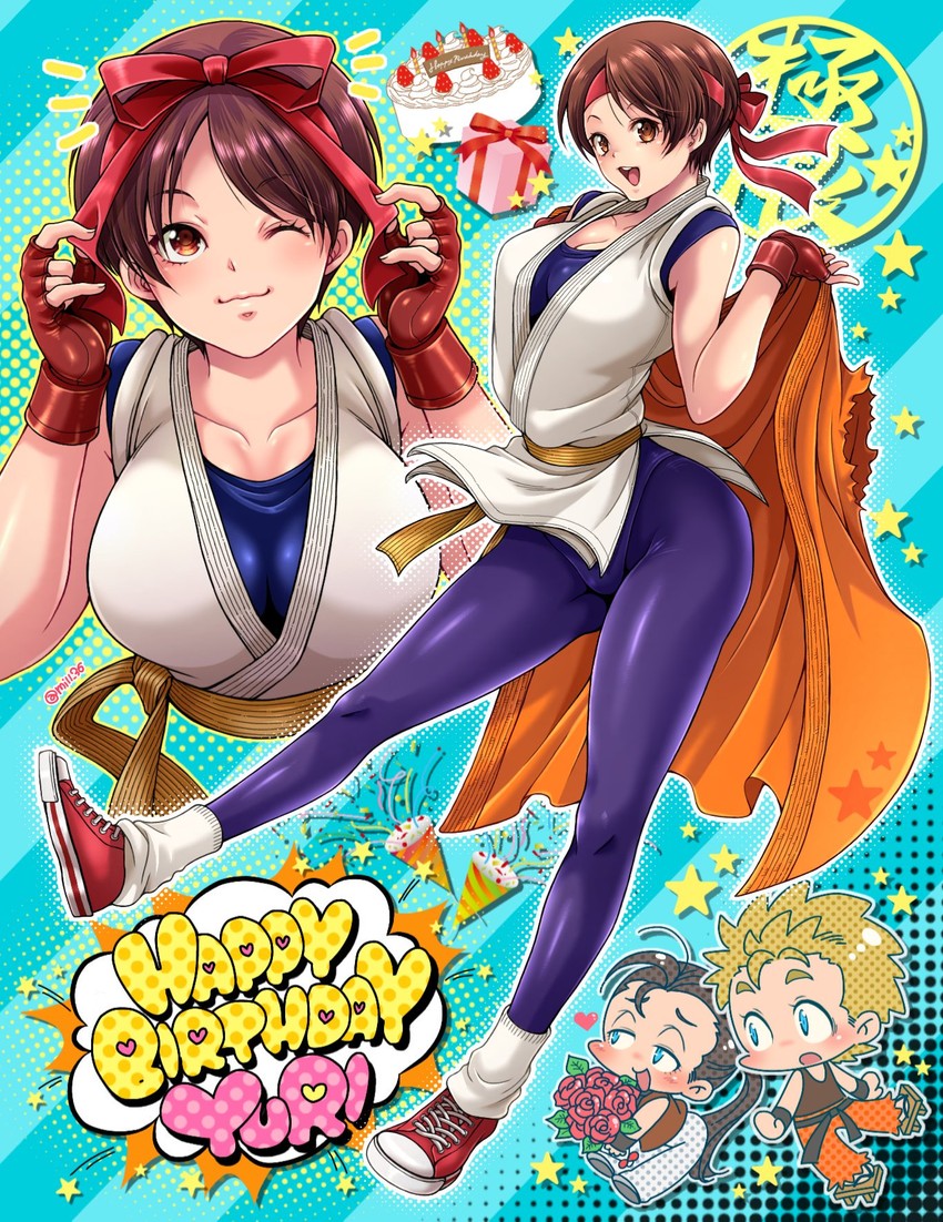 yuri sakazaki, ryou sakazaki, and robert garcia (the king of fighters and 1 more) drawn by miru_(mill_36)