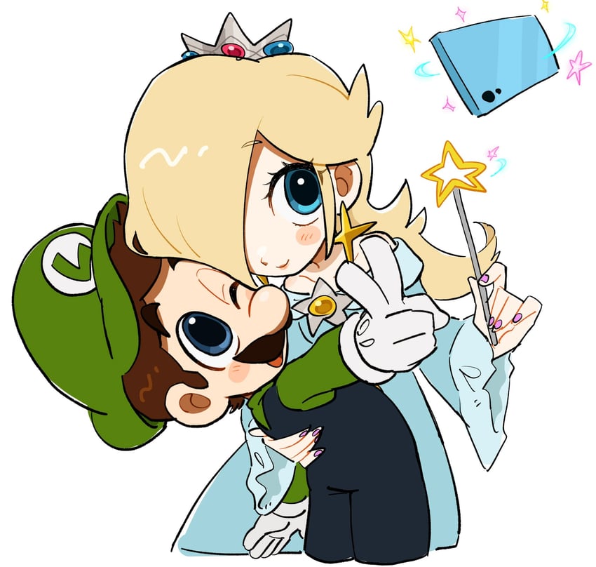 rosalina and luigi (mario and 1 more) drawn by mimimi_(mimimim9999)