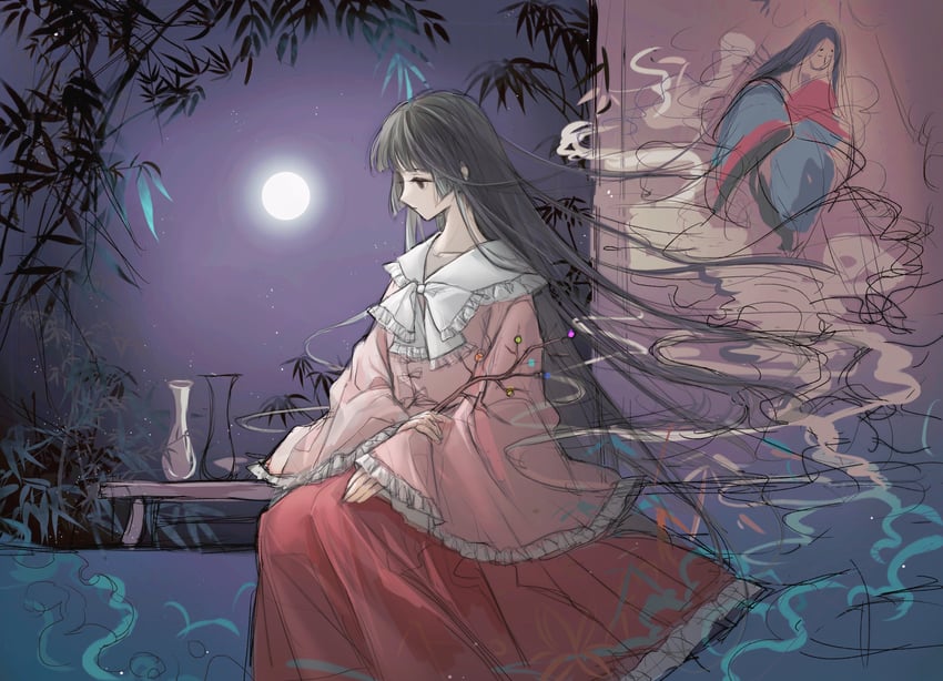 houraisan kaguya and kaguya hime (touhou and 1 more) drawn by 80isiiii